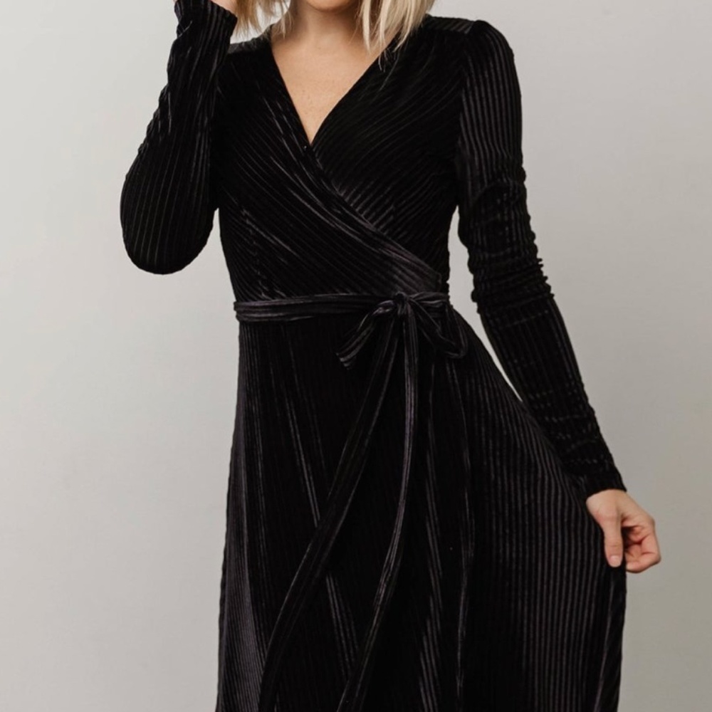 Baltic Born Jada Ribbed Velvet Wrap Dress
